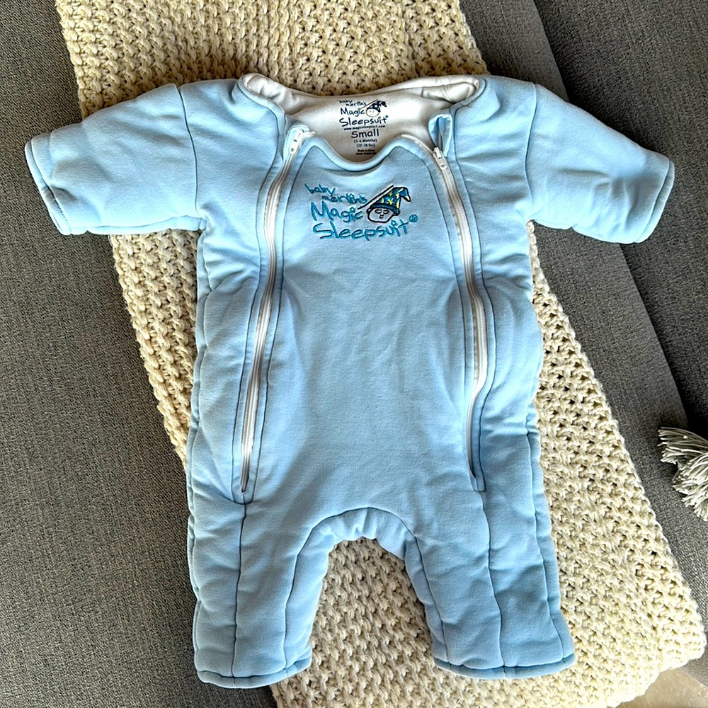 Magic Merlin sleep suit in light blue size small (3-6 months and 12-18lbs)